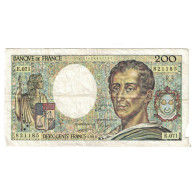 France, 200 Francs, Montesquieu, 1989, E.071821185, TB, Fayette:70.09, KM:155c - 200 F 1981-1994 ''Montesquieu''