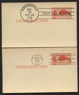 UXC1 2 Air Mail Postal Cards FDC 1949 Cat, $5.50 - 1941-60