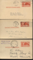 UXC1 3 Air Mail Postal Cards Used IL+IN+MA 1949-1953 - 1941-60