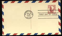 UXC3var Air Mail Postal Card THINNED DIVIDING LINE TOP FDC 1960 Cat.$6.00 - 1941-60