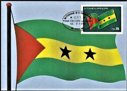 S. Tomé E Princípe R.D. 1978 - Aniversário Da Independência/ Bandeira Nacional -|- Maximum Postcard - Sao Tome En Principe