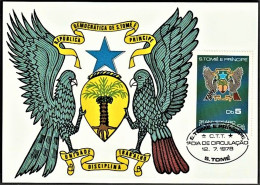 S. Tomé E Princípe R.D. 1978 - Aniversário Da Independência/ Armas Nacionais -|- Maximum Postcard - Sao Tomé E Principe