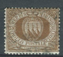 SAN MARINO 1877 CIFRA O STEMMA 30 C. USATO - Usados