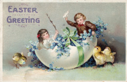 Ellen Clapsaddle -2 Easter Children In Broken Egg 1911 - Antique Postcard - Clapsaddle