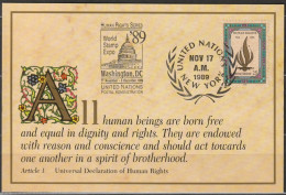 UNO New York 1989   Show Card Ausstellungskarte  Mi-Nr.4 Washington, WORLD STAMP EXPO (  D 7086 ) - Lettres & Documents