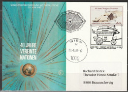 UNO  Wien 1985   Mi-Nr.51A  Sonderstempel Wien Beförderung Mit Postkutsche (  D 7090 ) - Covers & Documents