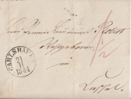 Thurn & Taxis Brief K1 Carlshafen 21.11.1844 Gel. Nach Cassel Feuser + 20 - Lettres & Documents