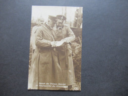 Foto AK 1915 Preussen Besuch Des Prinzen Heinrich Im Hauptquartier Des Kronprinzen  Phot. G. Berger Potsdam - Politische Und Militärische Männer
