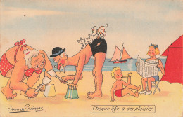 Illustration Illustrateur Jean Preissac CPA Chaque Age à Ses Plaisirs , Plage - Preissac