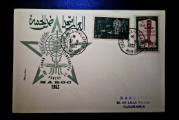 MAROC TIMBRES  ENVELOPPE  FDC PREMIER JOUR LE MONDE CONTRE LE PALUDISME 1962 DANDINE - Maroc (1956-...)