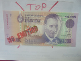 +++NO EMITIDO+++URUGUAY 1000 PESOS 1989 ECRITURE ROUGE Neuf (B.29) - Uruguay