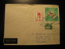 BEKESCSABA 1964 To Pernik Bulgaria Bus Van Truck + Bowling + Tokyo Olympics 3 Stamp On Air Mail Cancel Cover HUNGARY - Lettres & Documents