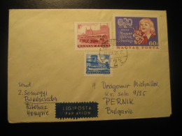 BEKESCSABA 1966 To Pernik Bulgaria Ship Bus Van Truck Tram Tramway 2 Stamp On Air Mail Cancel Cover HUNGARY - Cartas & Documentos