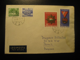 BEKESCSABA 1966 To Pernik Bulgaria Ship Bus Van Truck Tram Tramway 4 Stamp On Air Mail Cancel Cover HUNGARY - Cartas & Documentos