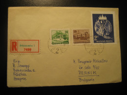 BEKESCSABA 1966 To Pernik Bulgaria Train Railway Tram Tramway Bus Van Truck 3 Stamp On Registered Cancel Cover HUNGARY - Covers & Documents