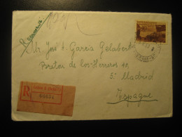 SOFIA 1950 To Madrid Spain Truck Van Bus Stamp On Registered Cancel Cover BULGARIA - Storia Postale