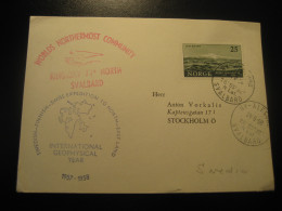NY ALESUND SVALBARD 1958 Int. Geophysical Year Kingsbay North East Land Cancel Card NORWAY Sweden Finland Switzerland - Autres