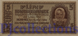 UKRAINE 5 KARBOWANEZ 1942 PICK 51 AU/UNC - Ukraine