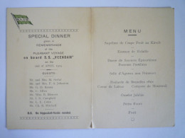 2023 - 1159  Joli MENU De  1924  SPECIAL  DINNER  On Board  S.S. VEENDAM   XXX - Menus