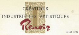 1961 SIGN. Renoir Créations Industrielles Artistiques Menton Alpes Mar. LETTRE PUBLICITE  PHOTO COULEUR CONTRE COLLEE - 1950 - ...