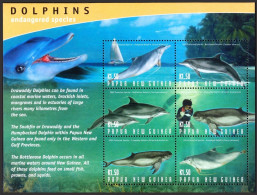 Papua 2003 MNH SS, Endangered Dolphins, Irrawaddy, Snubfin, Bottlenose, Marine Life - Dauphins