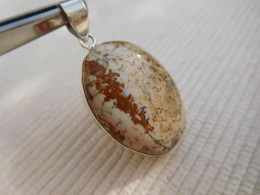 Pendentif En VERITABLE Argent Massif 925, Et Cabochon De Jaspe Naturel Marron  B857 - Anhänger