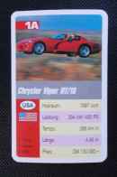 Trading Cards - ( 6 X 9,2 Cm ) 1993 - Cars / Voiture - Chrysler Viper RT/10 - Etats Unis - N°1A - Moteurs