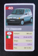 Trading Cards - ( 6 X 9,2 Cm ) 1993 - Cars / Voiture - Fiat Cinquecento - Italie - N°4D - Motoren