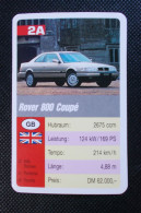 Trading Cards - ( 6 X 9,2 Cm ) 1993 - Cars / Voiture - Rover 800 Coupé - Grande Bretagne - N°2A - Motores