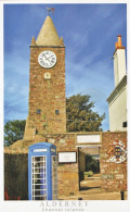 ALDERNEY- Town Clock & Museum Entrance, High Street -- Ile Aurigny -Blue Telephone Box - Alderney