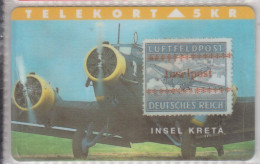 DENMARK 1995 AVIATION PLANE STAMP OF DEUTSCHES REICH ON PHONE CARD INSEL KRETA - Avions