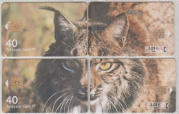 PORTUGAL SPAIN 2001 IBERIAN LYNX PUZZLE OF 4 CARDS - Oerwoud