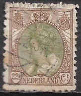 Plaatfout Breukje In De Lus Rechtsmidden In 1919 22½ Cent Bruin / Groen Kon. Wilhelmina NVPH 70 A PM 13 - Variedades Y Curiosidades