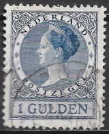 Plaatfout Blauwe Punt Tussen T En Z (zegel 84) In 1926-27 Koningin Wilhelmina Veth 1 Gulden Blauw NVPH 163 P - Variedades Y Curiosidades