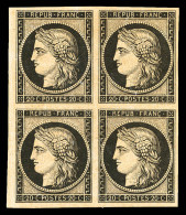 N°3f, 20c Noir, Impression De 1862 En Bloc De Quatre (1 Ex**), Grande Fraîcheur, Très Jolie Pièce (certificat)  Qualité: - 1849-1850 Ceres