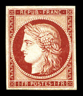 N°6f, 1F Carmin, Impression De 1862, Fraîcheur Postale. SUP (certificat)  Qualité: **   - 1849-1850 Ceres