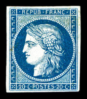 N°8b, Non émis, 20c Bleu Sur Azuré, Grande Fraîcheur, RARE Et SUP (signé Brun/certificats)  Qualité: (*)  Cote: 3200 Eur - 1849-1850 Ceres