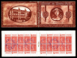 N°199-C12am, Couverture Tête De Mercure En Marron, Timbres Annulés De L'agence Comptable Cachet Ondulé Violet De Paris D - Anciens : 1906-1965