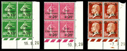 N°253/255, Série Caisse D'amortissement De 1927, Bloc De Quatre Coins De Feuilles Datés, TTB (certificat)  Qualité: **   - ....-1929