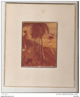 Mini Cadre Peinture Recouvert De Glacoïde.Décor Polynesien. Case,cocotiers,cochon Noir. - Polynésie Française