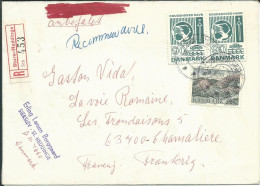 DANEMARK 2,80K SUR LETTRE RECOMMANDEE DE SIERSLEV POUR CHAMALIERE ( PUY DE DOME ) DE 1973  LETTRE COVER - Covers & Documents