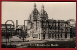 SPAIN - CORUNA - PLAZA DE MARIA PITA - ANOS 30 REAL PHOTO PC - La Coruña