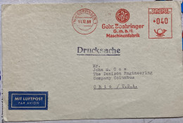 GERMANY 1956, COVER USED TO USA, METER MACHANE SLOGAN, GEBR. BOGHRINGER G.M. B.H• MASCHINENFABRIK, GOPPINGEN CITY CANCEL - Cartas & Documentos