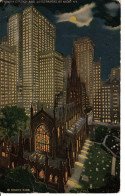 TRINITY CHURCH AND SKYSCAPERS AT NIGHT - Kerken