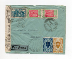 !!! CAMEROUN, LETTRE PAR AVION DE YAOUNDE POUR FORT LAMY DE 1943 AVEC CENSURES - Storia Postale
