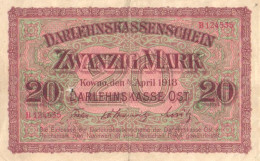 Germany:Estonia:Lithuania:Latvia:20 Mark 1918, Kowno, Kaunas - Primera Guerra Mundial