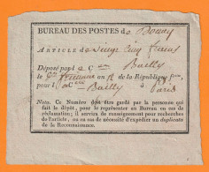 1804 - Récépissé De Dépôt Article De 25 F - Bureau Des Postes De Douay Douai, Nord -  Pour Paris - Règne Napoléon 1er - 1801-1848: Precursors XIX