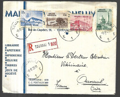 Belgique Lettre Recommandée Publicitaire, De Tournai Le 06 02 1939 Vers Auneuil Dan L' Oise Cachet D' Arrivée - Brieven En Documenten