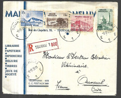 Belgique Lettre Recommandée Publicitaire, De Tournai Le 06 02 1939 Vers Auneuil Dan L' Oise Cachet D' Arrivée - Covers & Documents