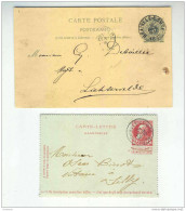 3 X Entier Postal Lion Couché Et 1 Carte-Lettre BRAINE LE COMTE 1882 / 1909 --  B3/944 - Autres & Non Classés